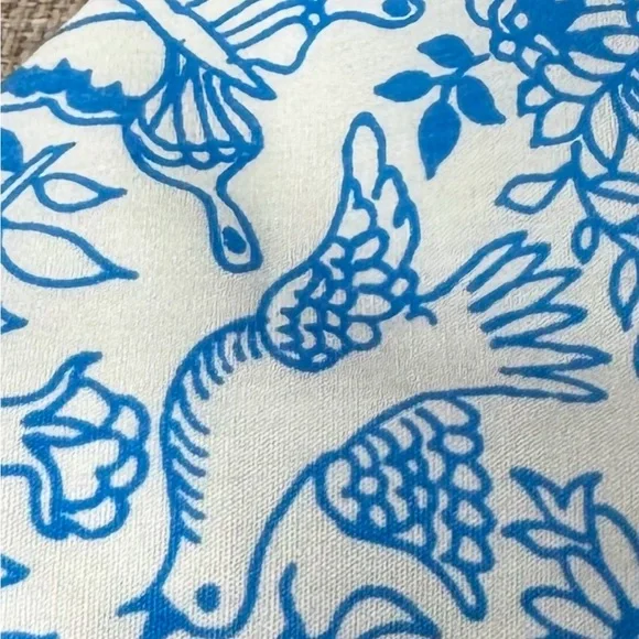 Lilly Pulitzer Blue and White Bird Floral Tie Vintage Palm Beach Men’s - Picture 4 of 5